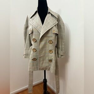 People Like Frank Women's Brown Plaid Multicolor Collared Lined Jacket Size XS